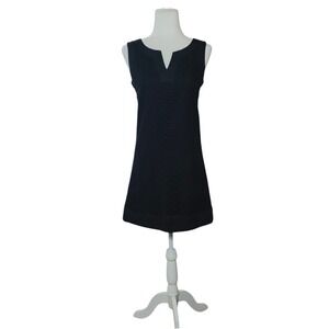Puro Lino Black 100% Linen Eyelet Sleeveless‎ Shift Dress Made in Italy Small